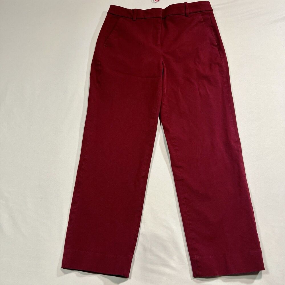 J.Crew Kallie Pant Womens 8 Burgundy Wine Straight Crop Stretch Trousers